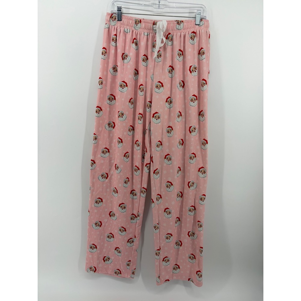 Charlie's Project Pajama Set Pink Womens XL Santa Claus Snowflake Holiday PJs - Picture 4 of 6